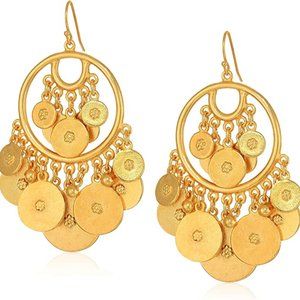 NWOT Ben Amun Moroccan Coin 24K Gold Plated Vintage Earrings